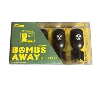 NUCLEAR BOMBS AWAY TORPEDO SHOT GLASS SET w LIDS MILITARY ARMY NAVY AIR FORCE
